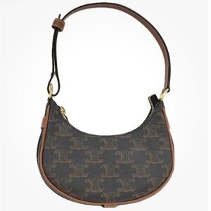 Brand New Celine Mini Ava Triomphe Calfskin and Canvas Shoulder Bag